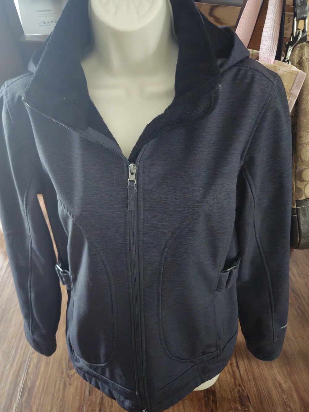Free Country Black Zip-Up Hooded Utility Jacket